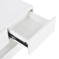 Lowboard per TV LED, montato a parete, quattro cassetti di uguale dimensione, 130x33x15 cm, Bianco(m-9)