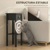 HOMCOM Mesa Auxiliar Estilo Moderno Mesita Auxiliar con Cajón y Estante de Almacenamiento 30x30x75 cm Negro(m-7)