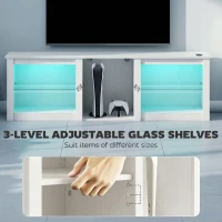 HOMCOM 70in TV Stand, with LED Lights and Storage - White(m-6)