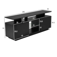 Mobile TV a 5 ripiani aperti con strisce LED autoadesive, 140x35x55 cm, Nero(m-3)