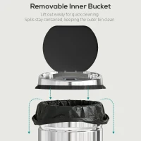 HOMCOM 42L Stainless Steel Sensor Bin - Silver Tone(m-5)