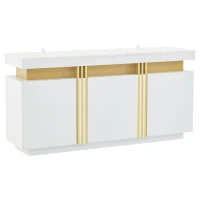 Madia moderna a 3 ante con 6 ripiani regolabili, 140x38x70 cm, Bianco(m-6)