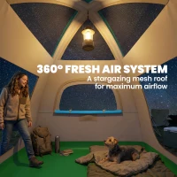 Outsunny Opblaasbare Tent 3 Personen Snelle Opzet Buitentent met Pomp Meshramen Afneembaar Dak(m-7)