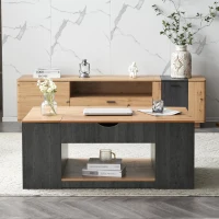 Tavolino da salotto regolabile in altezza con spazio a scomparsa, 109.5x59.7x43 cm, Grigio e Marrone(m-5)