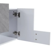 Mobile TV basso con illuminazione LED Bluetooth, 4 ante e vano portaoggetti, 180x40x46.5 cm, Bianco e Grigio(m-10)