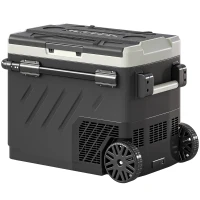 Outsunny Nevera Portátil Eléctrica 49L con Compresor Doble Zona Control por App Ruedas Asa Telescópica -20℃ a 20℃ y Puerto USB(m-11)