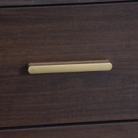 Mobile TV basso con ante in rattan, 3 ante e 2 cassetti, 190x40x52 cm, Marrone(m-9)