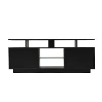 Mobile TV a 5 ripiani aperti con strisce LED autoadesive, 140x35x55 cm, Nero(m-2)
