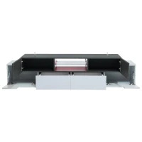 Mobile TV basso LED con illuminazione RGB, effetto marmo e ripiani in vetro, 180x40x45 cm, Grigio e Bianco(m-6)