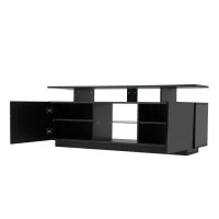 Mobile TV a 5 ripiani aperti con strisce LED autoadesive, 140x35x55 cm, Nero(m-7)
