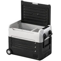 Outsunny Caixa Frigorífica com Compressor 50 L -20℃-20℃ Caixa Frigorífica Elétrica com Controlo de Temperatura de Dupla Zona APP LED Proteção de Bateria Pega Dobrável(m-1)