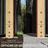 Outsunny Tonnelle de Jardin Pavillon Extérieur Aspect Bois Toit Rigide en Polycarbonate UV50+ Imperméable 398x298x262cm Naturel(m-8)