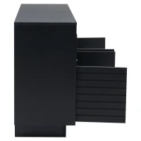 Credenza con illuminazione LED, frontale in vetro scorrevole dal movimento fluido, 130x35x68 cm, Nero(m-9)