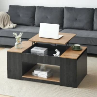 Tavolino da salotto regolabile in altezza con spazio a scomparsa, 109.5x59.7x43 cm, Grigio e Marrone(m-1)