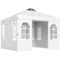 Outsunny Tenda Dobrável 3x3 m Pop-up com UPF 50+, 4 Laterais Removíveis, Altura Ajustável e Bolsa de Transporte, Branco(m-1)