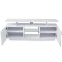 Mobile TV a 5 ripiani aperti con strisce LED autoadesive, 140x35x55 cm, Bianco(m-7)