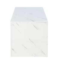 Tavolino moderno portaoggetti a LED effetto marmo, 100x50x50 cm, Bianco(m-8)