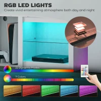 HOMCOM 70in TV Stand, with LED Lights and Storage - White(m-4)