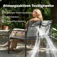 Outsunny Gartenbank 2-Sitzer wetterfest Metall Outdoor Sitzbank mit atmungsaktivem Sitz gebogen Armlehnen 112 x 66 x 80 cm Grau(m-5)