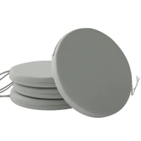 Outsunny Outdoor Bistro Chair Cushions Set of 4 with Removable Cover, 41 x 41 x 5 cm Round Seat Cushions with Ties, Light Grey(m-10)
