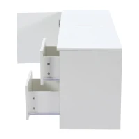 Mobile TV basso, illuminazione ambientale a LED, 2 cassetti, per soggiorno e camera da letto, 160L x 40P x 52A cm, Bianco(m-7)