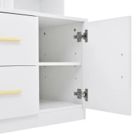 Mobile da ingresso multiuso con specchio e scarpiera, 2 cassetti e 2 ante, 90x40x180 cm, Bianco(m-10)