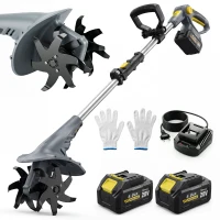 Outsunny Motobineuse sans Fil Motoculteur Électrique 18V 355W avec 2 Batteries 4,0Ah Léger et Anti-mal de Dos, Largeur 20cm Gris(m-1)