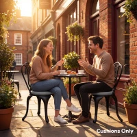 Outsunny Outdoor Bistro Chair Cushions Set of 4 with Removable Cover, 41 x 41 x 5 cm Round Seat Cushions with Ties, Light Grey(m-8)