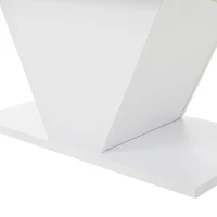 Tavolino da salotto a V con striscia LED e piano lucido, in truciolato, 100x50x46 cm, Bianco(m-9)