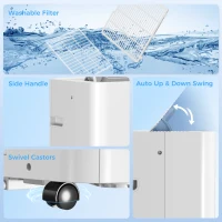 HOMCOM Draagbare Airconditioner met 12.000 BTU, 4-in-1 Airco met WiFi- en Spraakbediening, Koeling, Ontvochtiging, Ventilatie, Slaapmodus(m-9)