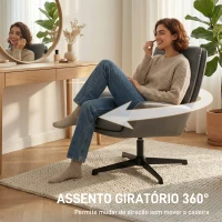 HOMCOM Poltrona de Sala Estofada em PU Poltrona de Leitura com Assento Acolchoado Apoios de Braços Pés Metálicos Cinzento(m-6)