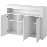 Madia vetrina laccata lucida, tre ante e ripiani regolabili, 130x35x95 cm, Bianco(m-7)