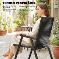 Outsunny Conjunto de 4 Cadeiras de Jardim para Exterior Dobráveis com Encosto Alto e Apoios de Braços para Terraço e Praia 58x62x97 cm Preto(m-6)