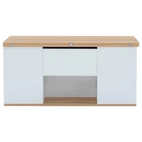 Tavolino multifunzione 2 in 1 regolabile in altezza con piano ribaltabile e vano portaoggetti, 100x51x47 cm, Bianco(m-2)