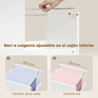 HOMCOM Mueble para Impresora con Ruedas Mesa para Impresora con Estantes Abiertos y Cajón para Documentos Tamaño A4 Blanco(m-5)