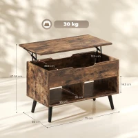 HOMCOM Lift Top Coffee Table with Hidden Storage Living Room Table Metal Legs 75 cm Rustic Brown(m-3)