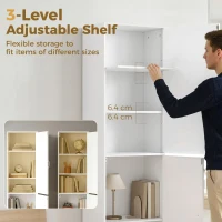 HOMCOM 180 cm hoge boekenkast, moderne kast met 5 niveaus en verstelbare planken, vrijstaande opbergkast, wit(m-5)