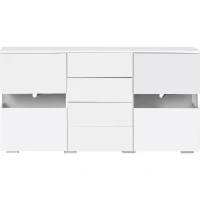 Madia lucida, 2 ante in acrilico e 4 cassetti, 145x35x72 cm, Bianco(m-2)