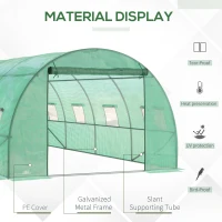 Outsunny Walk-in Polytunnel Greenhouse - Outdoor Garden Tunnel Greenhouse Tent with Zipped Roll-Up Door and 8 Mesh Windows, 6 x 3M(m-16)