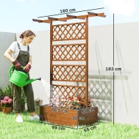 Outsunny Wooden Trellis Planter Box, Raised Garden Bed to Grow Vegetables, Herbs and Flowers, Orange(m-3)