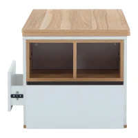 Tavolino multifunzione 2 in 1 regolabile in altezza con piano ribaltabile e vano portaoggetti, 100x51x47 cm, Bianco(m-9)