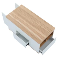 Tavolino multifunzione 2 in 1 regolabile in altezza con piano ribaltabile e vano portaoggetti, 100x51x47 cm, Bianco(m-12)