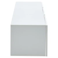Mobile TV montato a parete con striscia LED, design sospeso, 180x35x30 cm, Bianco(m-8)