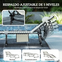 Outsunny Set de 2 Tumbonas Plegables con Reposacabezas Bolsillo Lateral y Respaldo Reclinable en 5 Posiciones Blanco Crema(m-4)
