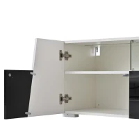 Mobile TV laccato lucido a LED, 180x38.5x45 cm, Bianco e Nero(m-10)