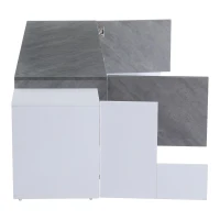 Mobile TV basso con illuminazione LED Bluetooth, 4 ante e vano portaoggetti, 180x40x46.5 cm, Bianco e Grigio(m-7)