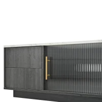 Mobile TV basso a 4 cassetti effetto marmo, 160x40x38.5 cm, Grigio(m-11)