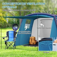 Outsunny Tente de camping Gonflable tente Gonflable tunnel 3-6 Personnes chambre à coucher, salon porche 420 x 200 x 150 cm Bleu(m-7)