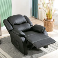 Poltrona letto relax regolabile manualmente con poggiapiedi, in metallo, 80x90x100 cm, Nero(m-5)