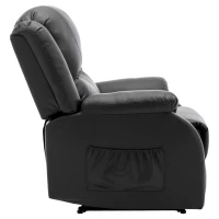 Poltrona letto relax regolabile manualmente con poggiapiedi, in metallo, 80x90x100 cm, Nero(m-6)
